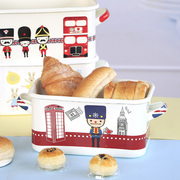 高颜值加厚大容量搪瓷面包盒，吐司饼干储物罐零食，收纳带盖子英伦风