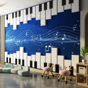 音乐教室墙面装饰品钢琴房布置琴行键盘艺术文化培训机构背景贴纸