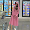 粉色连帽卫衣裙，2377-p115-彩色艺术，生连衣裙
