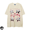 国潮原创可爱熊猫印花短袖男女夏季设计感小众情侣宽松ins半袖t恤