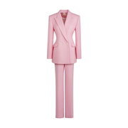 MAGGIE MA马婧设计师款粉色双排扣修身西服外套气质时髦西装套装