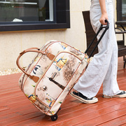 大容量旅行袋拉杆行李包带轮子，手提包轻便可折叠拉杆箱男女旅行包
