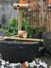 竹子流水摆件 禅意 竹流水 日式庭院 假山石槽居家流水摆件