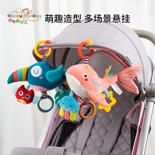 新生儿床铃床挂音乐拉铃0-1岁婴儿，推车挂件毛绒宝宝车载安抚玩具