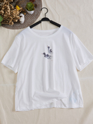 棉兰织造2023夏季自然纯真小鸭印花光滑细腻凉感短袖小鸭T恤