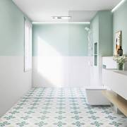 罗浮威尔简约现代小花砖300x300绿色厨房卫生间瓷砖墙砖拼花地砖