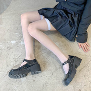 丝袜女夏季超薄过膝袜黑色性感透视长筒袜纯色百搭jk制服透明长袜