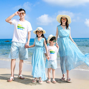 沙滩亲子装一家三口海边度假母女装沙滩裙波西米亚连衣裙长裙女童
