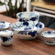 日本进口陶瓷盘釉下彩日式餐具家用碗蔬菜盘子水果沙拉碗大汤面碗