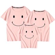 2021亲子装全家装一家三口母子母，女装洋气幼儿园班服笑脸短袖t恤