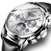 冠琴手表钢带防水瑞士自动机械男商务夜光精钢皮带，日历国产腕表