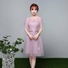 西式韩式法尚复古小礼服s裙矮个短公主伴娘服子款紫色气质时式个
