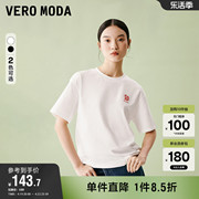 Vero Moda奥莱T恤女2024年夏季宽松印花短袖简约新中式休闲