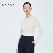 LANCY/朗姿女士羊绒衫2022冬季新纯色立领打底针织衫通勤内搭毛衣
