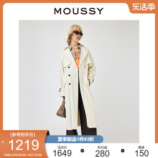 moussy2024夏季设计感通勤附腰带收腰休闲风衣010hsa30-1060