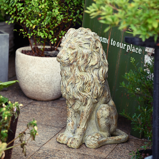 花园摆件庭院户外狮子摆件装饰仿真动物雕塑别墅门厅布景民宿院子