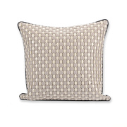 设计师款手工编织米色，格子方形靠垫现代简约高档客厅沙发抱枕