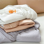 全棉绗缝夹棉单床笠纯色，床垫保护套纯棉，可机洗床罩1.8m防滑床笠套