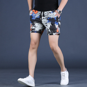 夏季潮流男士三分裤韩版修身短裤迷彩花色，外穿沙滩裤健身跑步中裤