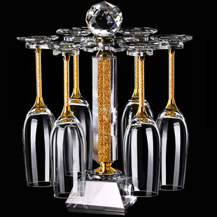香槟杯套装水晶钻石红酒高脚杯，气泡杯倒挂旋转杯架欧式结婚礼物