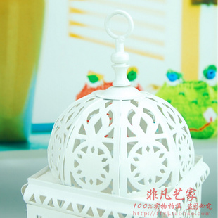 白色铁艺镂空摩洛哥风格风灯欧式烛台 婚庆道具用品 多色可选