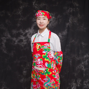 东北大花布中国风冬季流行民族风，围裙特色农家乐可定制工作服