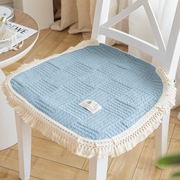 小清新绑带坐垫绗缝，餐椅垫子绑带座垫，防滑四季通用薄款纯棉马蹄形