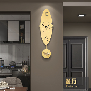 北欧钟表挂钟客厅时尚，创意简约家用纯铜轻奢时钟，艺术个性大气挂表