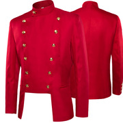 英伦宫廷王子礼服双排扣立领，西装男欧美夹克，外贸休闲大码红色外套