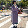 紫色双面羊绒呢大衣2023年秋冬韩版宽松中长款系带毛呢外套女