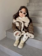 女童皮衣外套秋冬款，2024加绒加厚宝宝，冬装洋气儿童冬季皮夹克