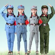 儿童新四军儿童服红国服装少儿演服红女演出幼儿道具六一红红军服