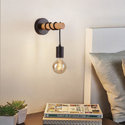 现代简约复古壁灯卧室客厅，床头灯创意个铁艺木艺壁灯楼梯灯白色欧