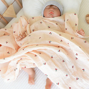 婴儿浴巾四六层纱布包巾夏季双层超薄新生儿襁褓巾空调毯盖毯抱毯