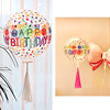 彩虹纸屑生日快乐透明印花4d球圆形，波波球宝宝周岁派对装饰3d气球