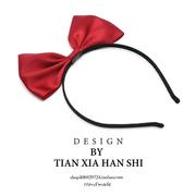 韩国儿童红色立体大蝴蝶，结发箍缎面公主头箍发卡女童女小女孩发卡