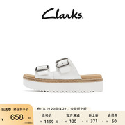 clarks其乐女士夏季厚底一字带沙滩拖鞋舒适时尚，女凉鞋