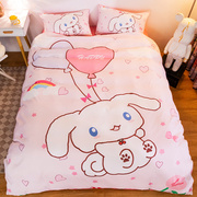 卡通可爱狗床上用品，四件套儿童床单床笠套件，1.2米三件套单人被套