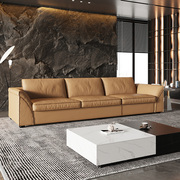 意式极简风大小户型客厅高端大气设计师头层牛皮，超软真皮沙发组合