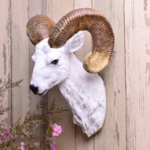 墙饰挂饰壁饰羊头摆件，挂件鹿头鹿角壁挂，复古欧式创意动物墙壁饰品