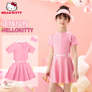 儿童泳衣女童2024Hellokitty连体游泳衣宝宝女孩公主裙泳装夏