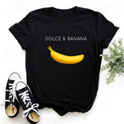bananaprintt-shirt卡通动漫，香蕉印花男女同款，t恤百搭宽松短袖