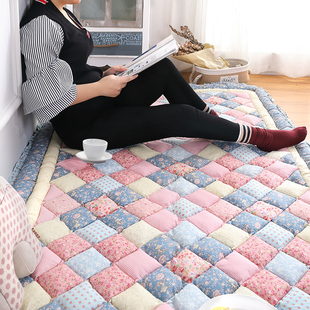 韩式韩国全棉纯棉田园拼布家用地毯卧室，满铺床边爬行垫榻榻米地垫