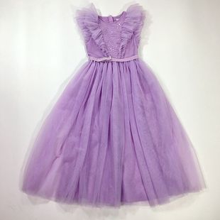 出口120-150码女童，儿童高档紫连衣裙公主