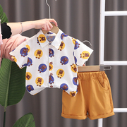 帅宝宝夏装套装0-5周岁男童短袖，衬衫两件套3小童洋气，2婴儿童装潮4