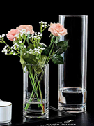 富贵竹透明圆柱直筒，玻璃花瓶水培，花器水养家用摆件