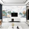 新中式山水壁布简约电视机，背景墙装饰壁纸8d影视，墙墙x布2023年