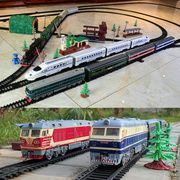 火车模型电力机车，益智手工玩具车绿皮谐号车厢，大型电动轻轨轨道