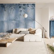 蓝色复古瓷砖田园，轻奢简约墙地砖防滑卫生间背景墙，玄关客厅卧室
