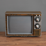 复古怀旧607080年代老式做旧黑白电视机模型酒吧餐厅道具装饰摆件